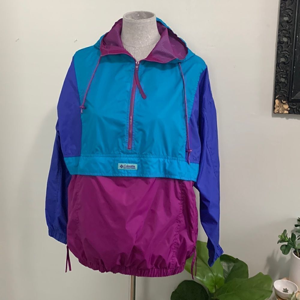 Columbia Vintage Color Block Nylon Windbreaker Size Large
